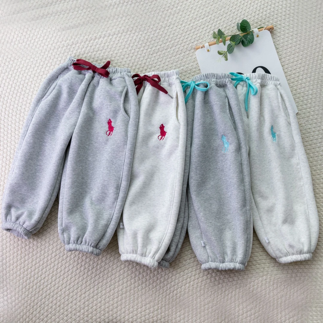 【秋冬加绒加厚】儿童拼缝刺绣时尚束脚卫裤男女童加绒加厚休闲裤