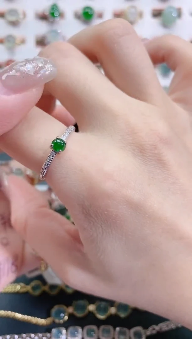 银S925镶嵌戒指翡翠天然翡翠