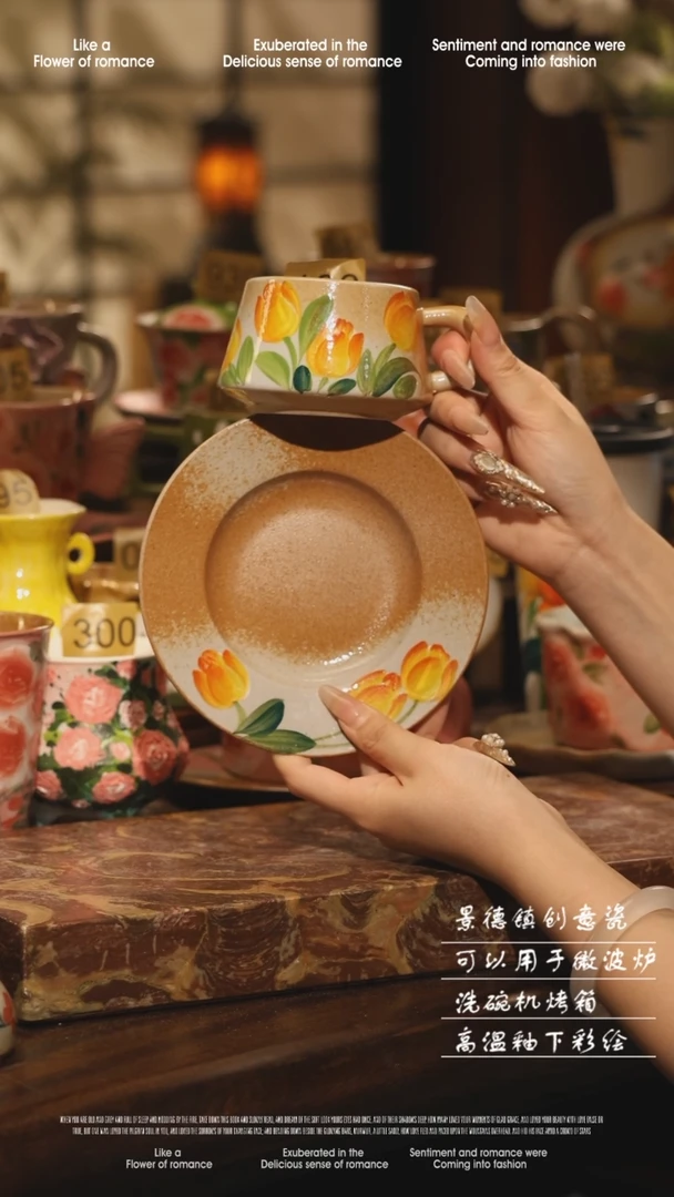 陶瓷100景德镇高温手绘釉下彩设计师款式