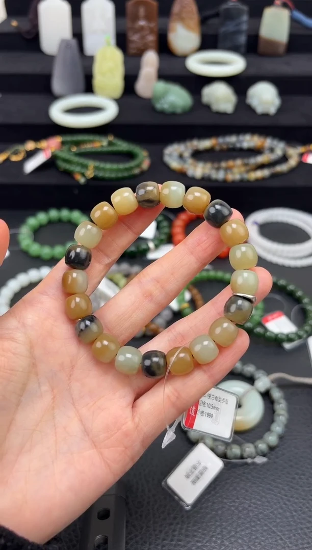 未镶嵌和田玉挂件10.5mm楼兰极限弧手串