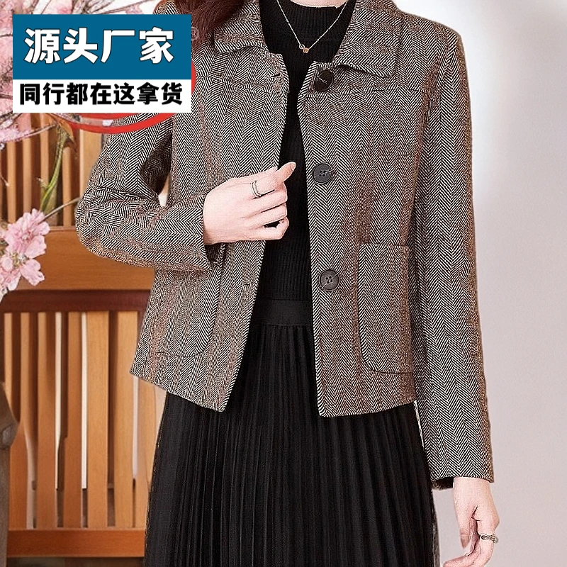 梵乐芬秋冬短款双面简约英伦风新款中年呢外套