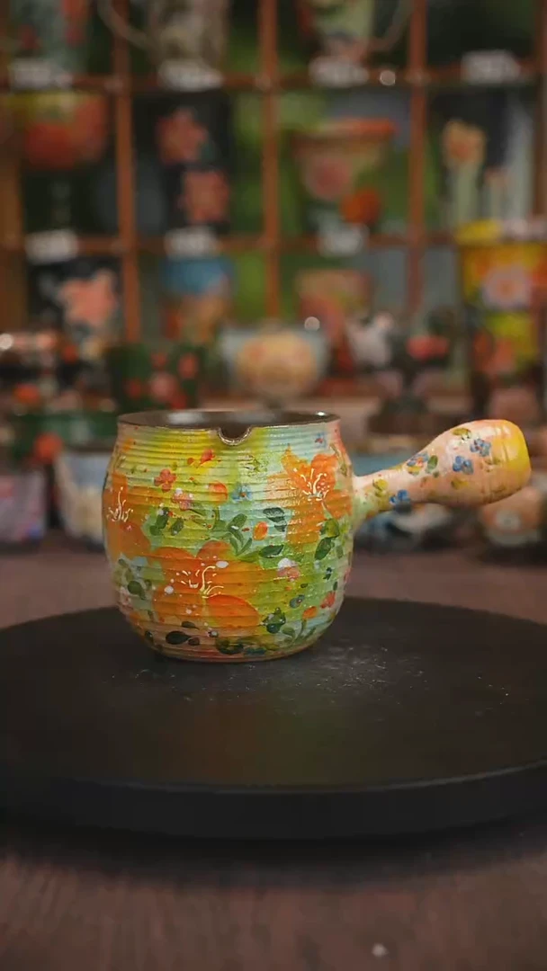紫砂油画手绘釉下彩