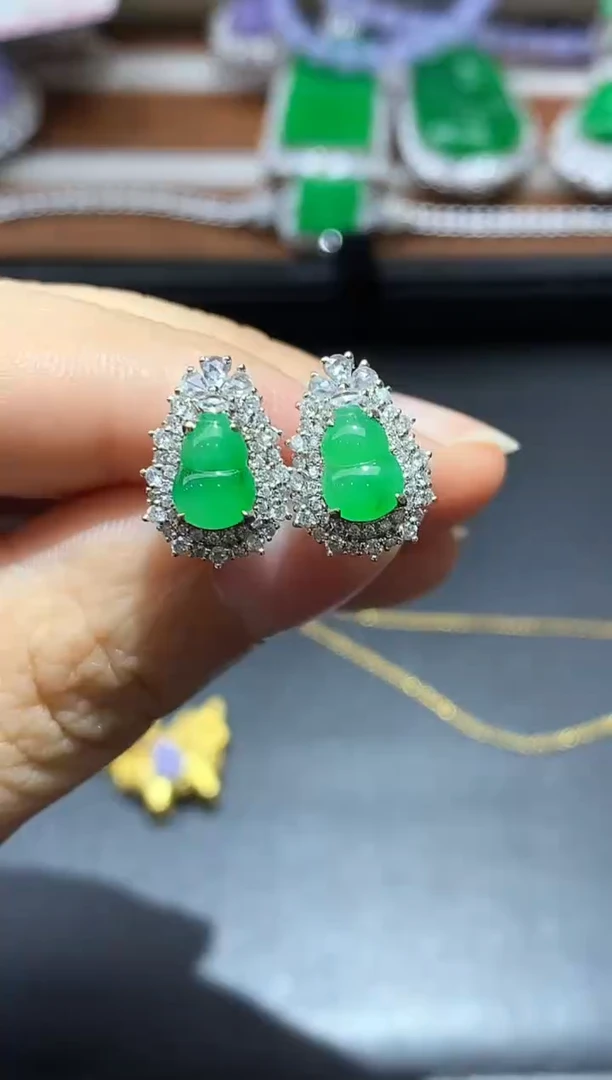 18K金镶嵌翡翠耳饰631-中国好珍宝