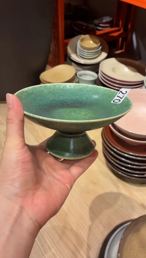瓷片小*姐270   青绿高足盘1个
