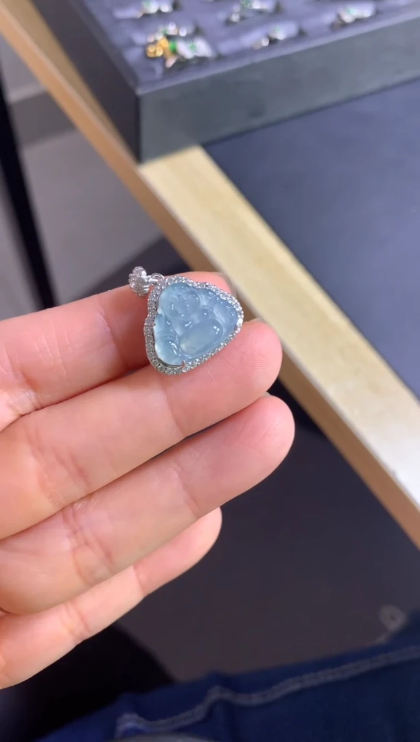 翡翠银S925镶嵌吊坠(不含链)1