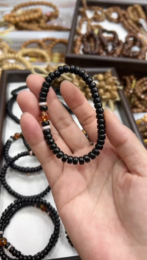 琥珀颈饰未镶嵌卡6*4mm黑金椰蒂【琥珀】设计款 单圈