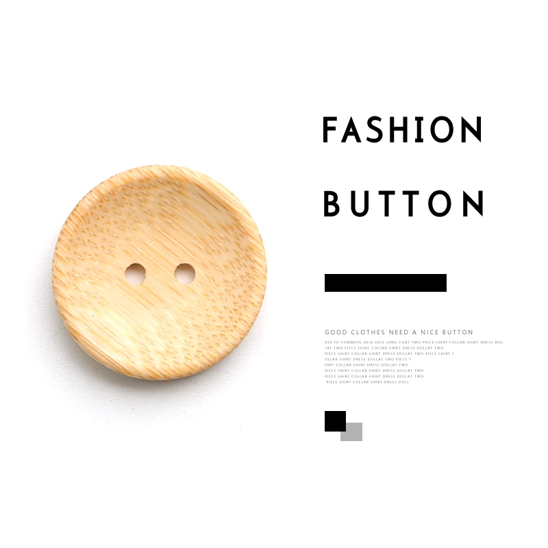 天然木质圆形纽扣男女衬衫大衣风衣装饰服装辅料原木两眼竹子扣