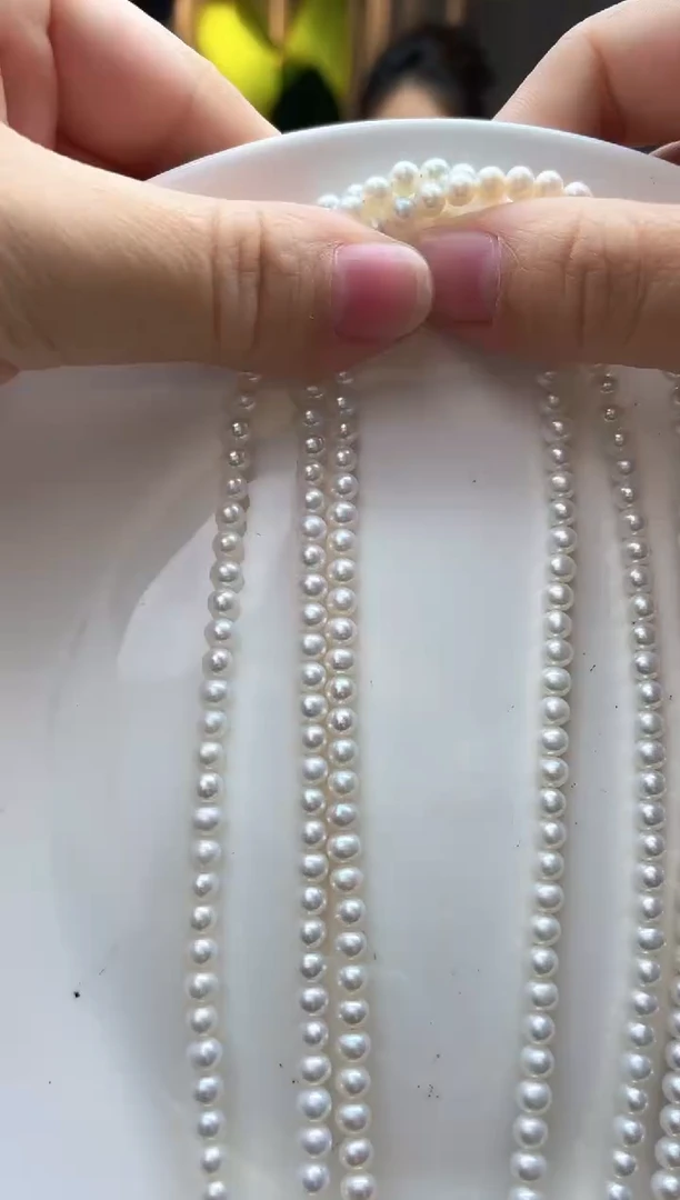 项链未镶嵌淡水珍珠3-4mm极亮小米全珠项链（多样性发一）