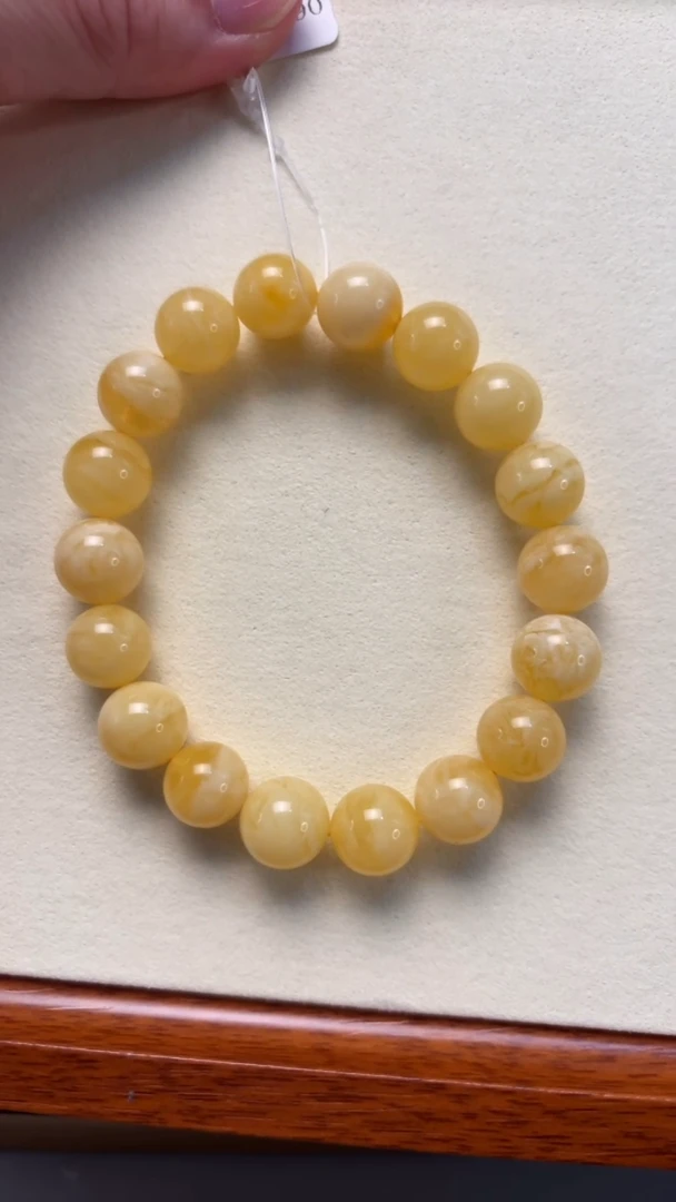 手串蜜蜡未镶嵌p66臻品俄料金白妖孽手串 16.07克 11+mm