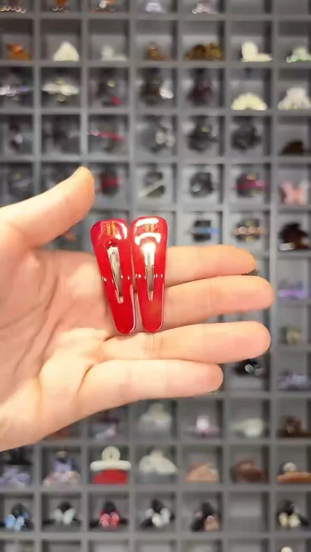 醋酸非金属韩国醋酸品牌发饰5cm掰掰边夹一对正红