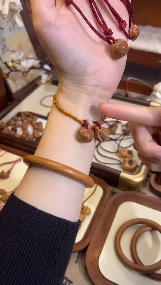 手串桃核【桃缘序】竹节「福气莲莲」桃木桃核辟、挡、驱、护 备注手围