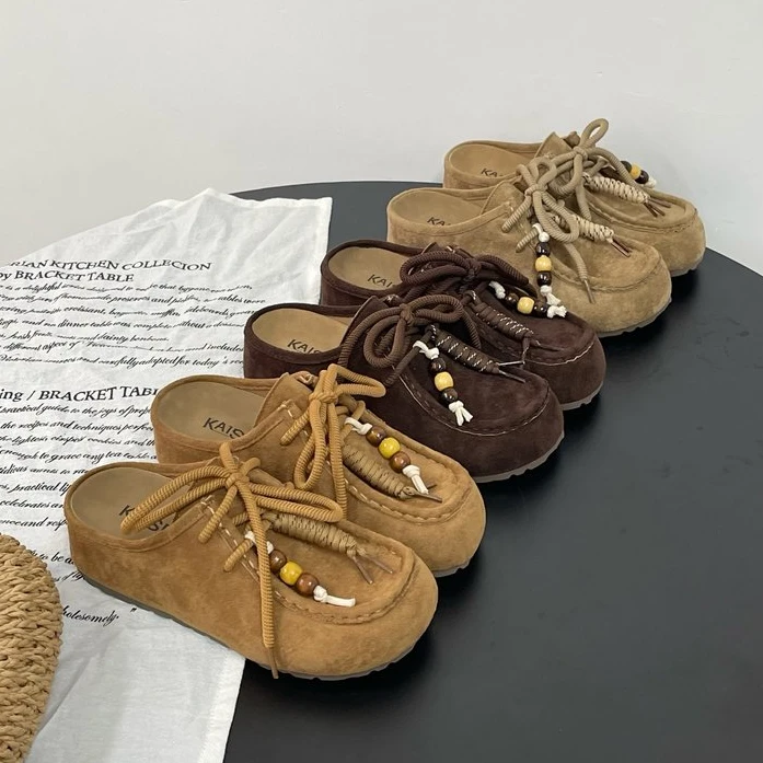 KAISER凯撒秋季新款幸运珠松弛感厚底袋鼠鞋女半拖KS7833J