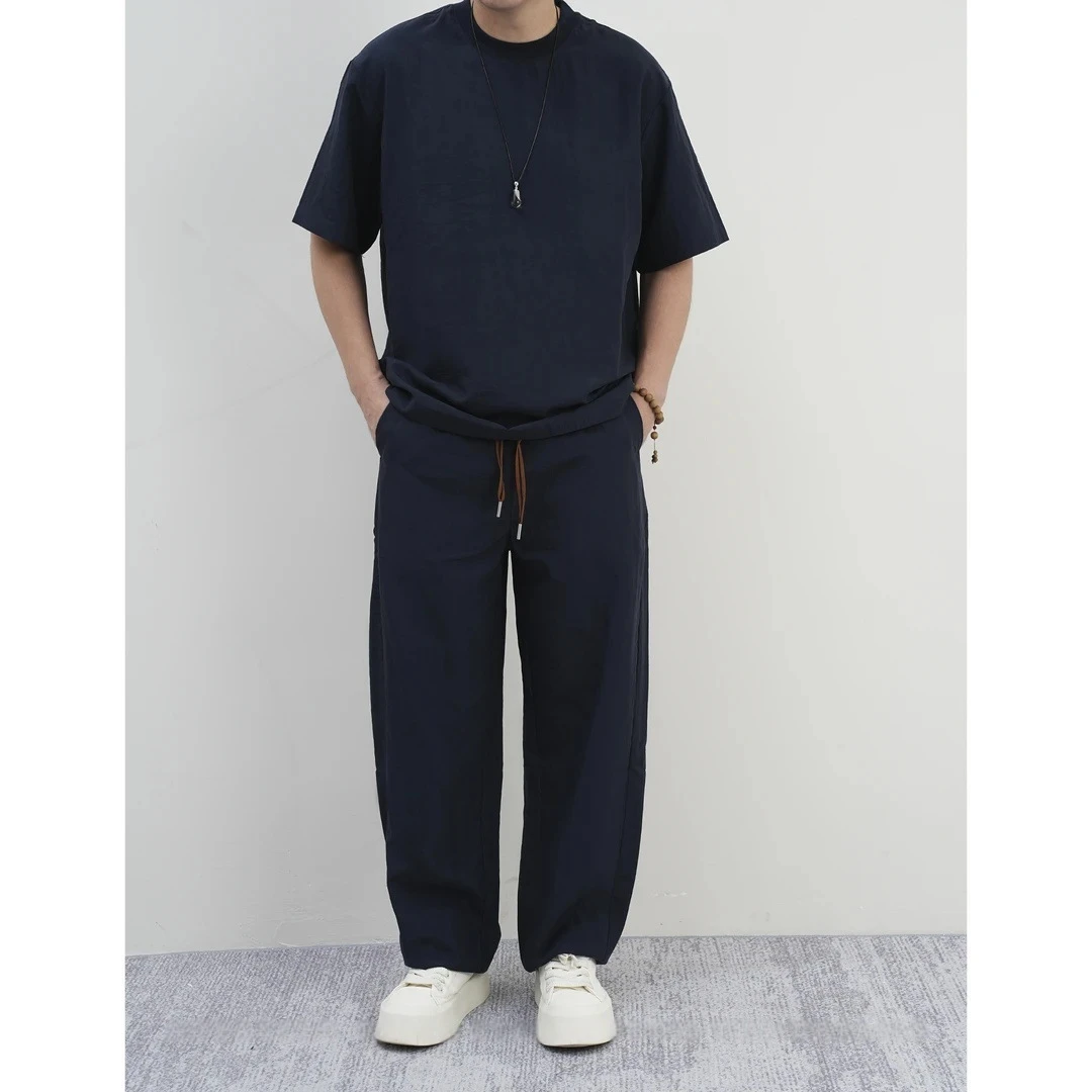 【大头叔叔】夏季时尚百搭亲肤透气休闲宽松抗皱凉感男士新款服装