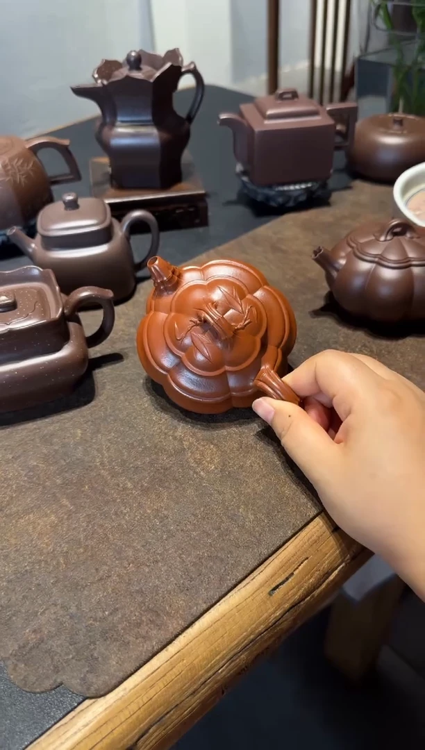 茶壶紫砂三**地海棠竹鼓 扁