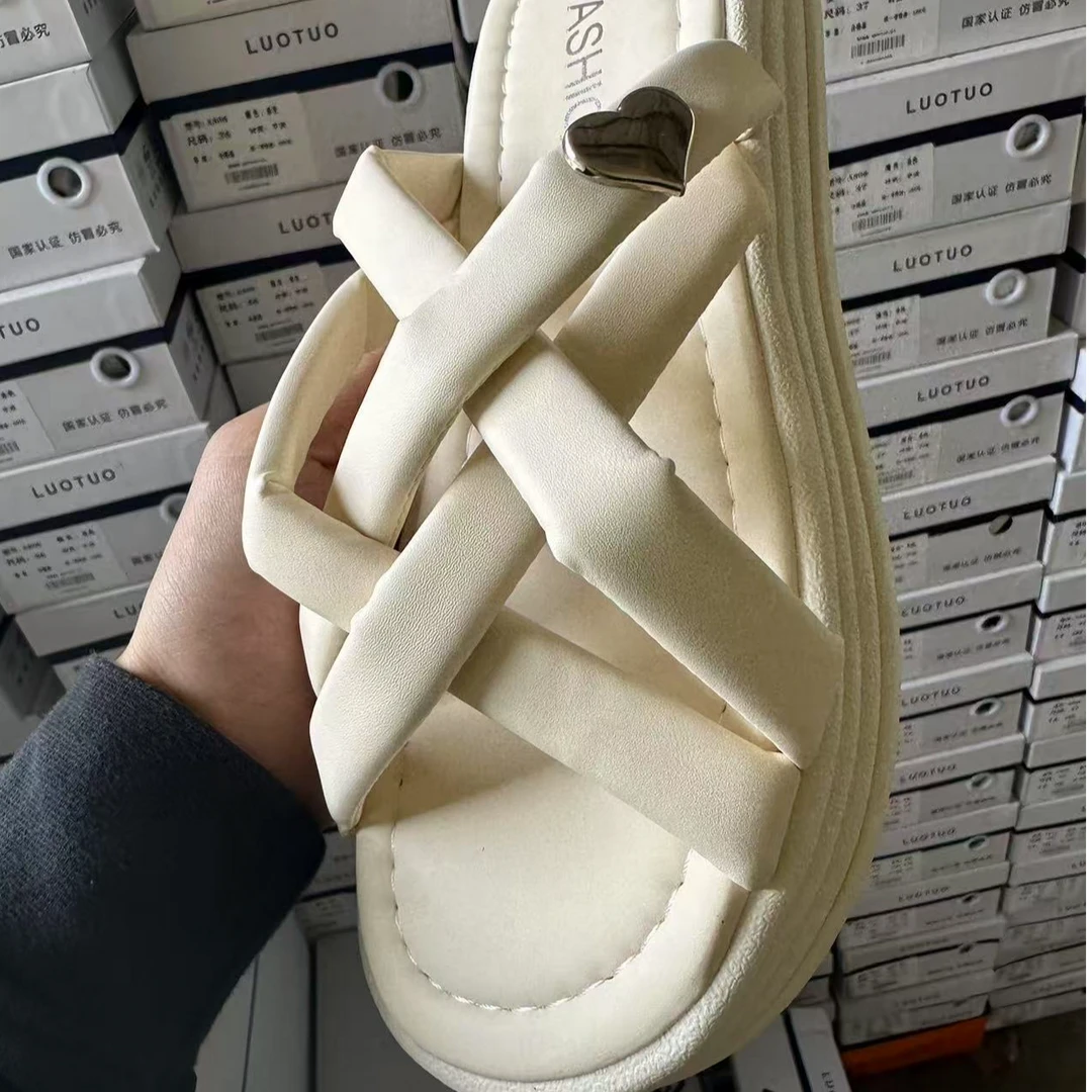 胶粘鞋凉拖鞋软底百搭蝴蝶结防滑极简风沙滩鞋修面外穿A746