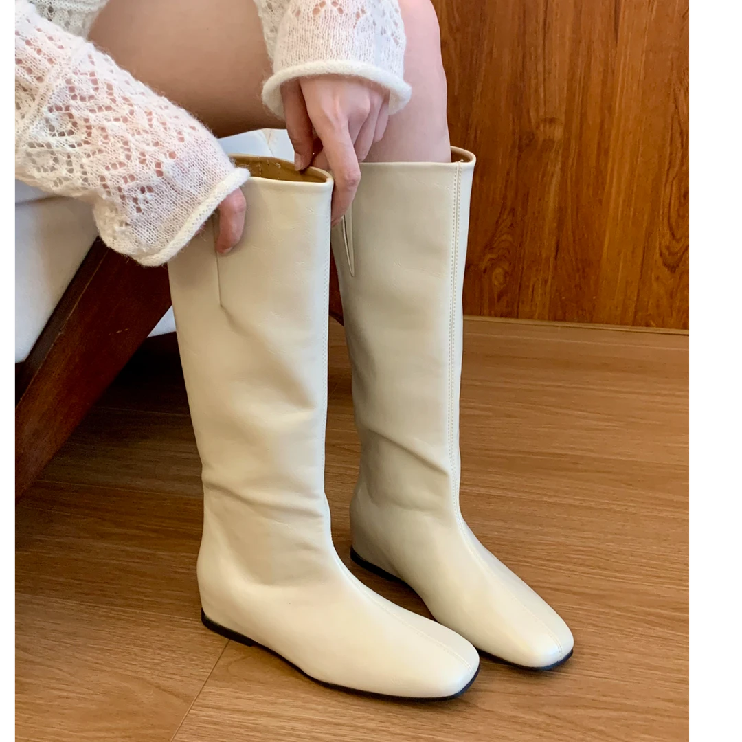 MLC-1918-1内增高法式长筒骑士靴女靴2025秋季瘦瘦靴直筒时装靴