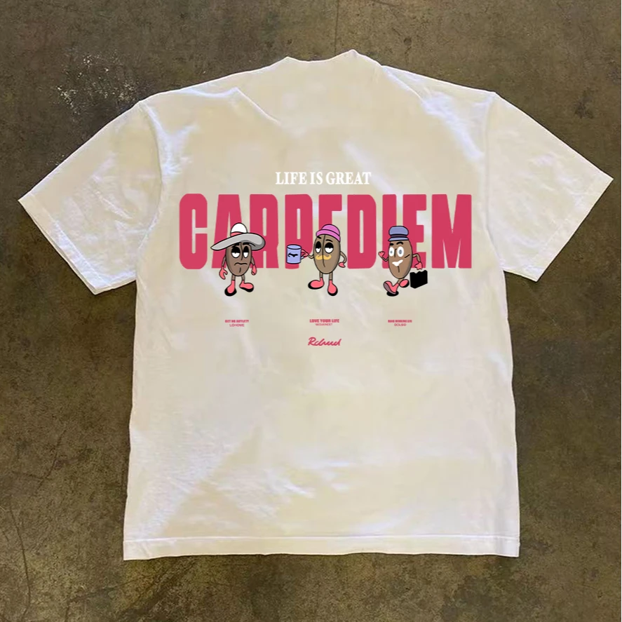 夏季新款美式三小人高克重磅纯棉短袖男女潮流印花T恤上衣轻奢