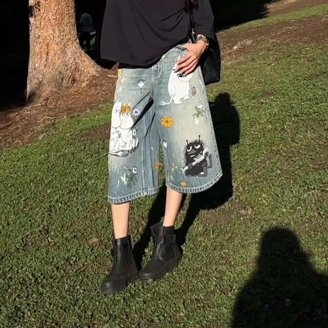 AMAZING IN | 1oo%棉 | 动漫印花牛仔七分裤A250630-AI56BDTM8020