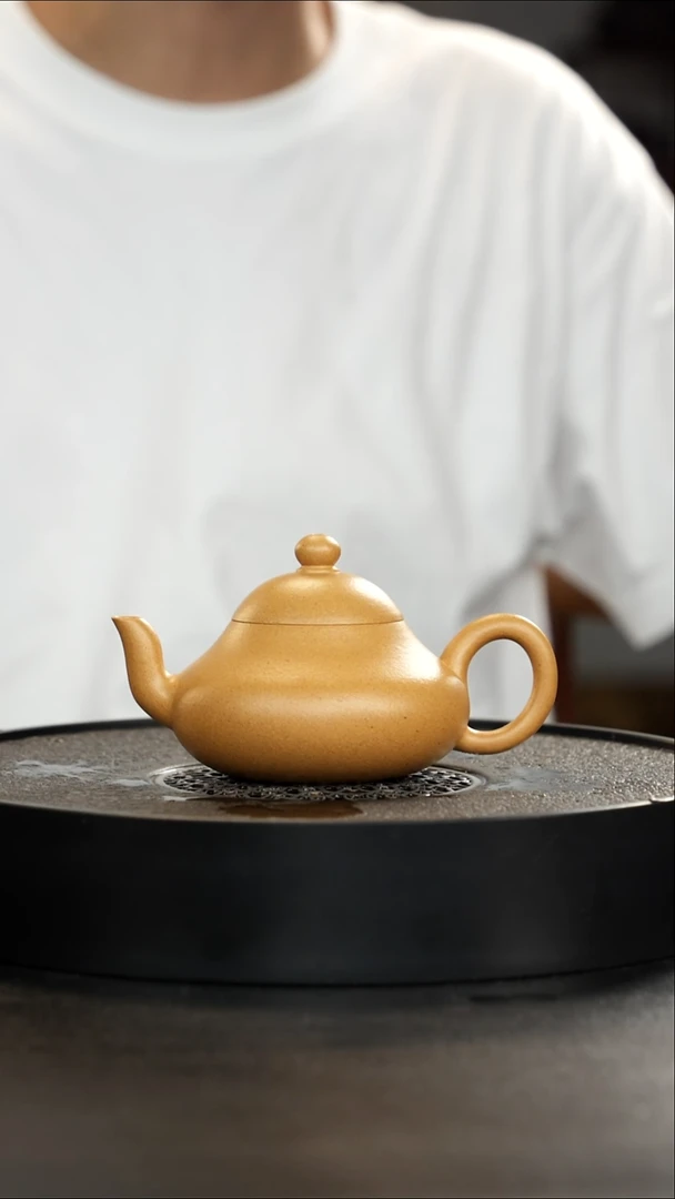 茶壶紫砂老宕口天花板黄金段全手梨形大漏