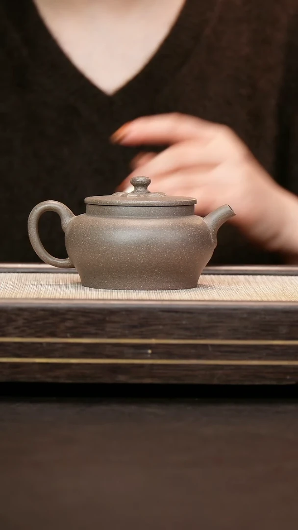 茶壶紫砂原矿青灰 紫荆花宫灯壶