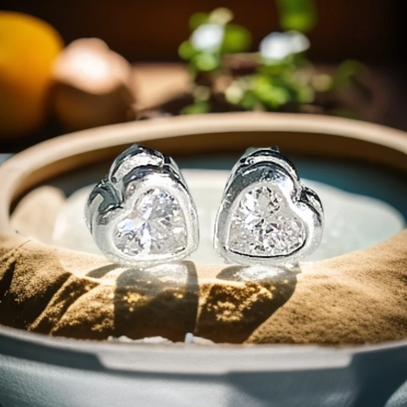 足银莫桑石耳饰 耳钉足银养耳洞小巧精致饰品气质素款原创设计