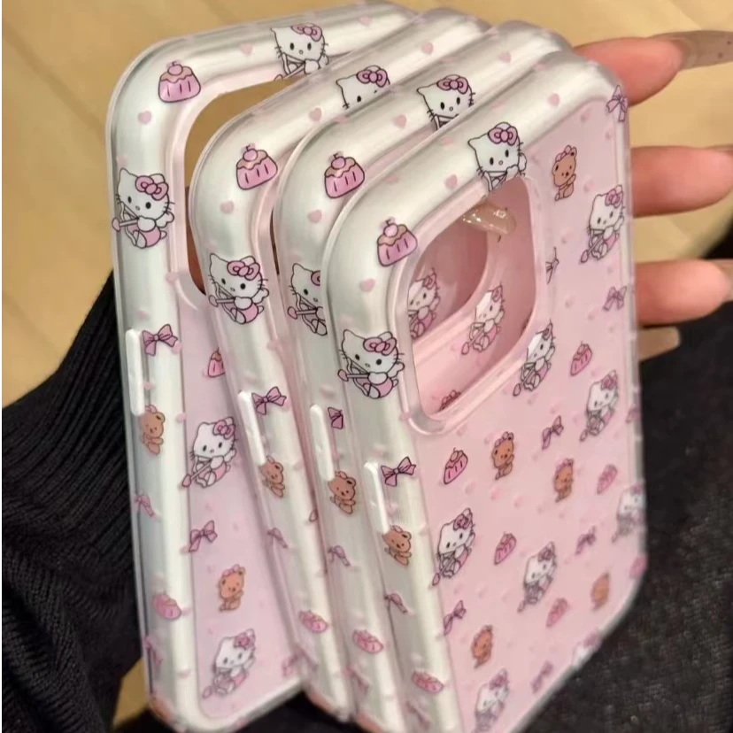 粉底波点射箭猫咪小熊适用苹果系列iPhone16全包15pro可爱14女款