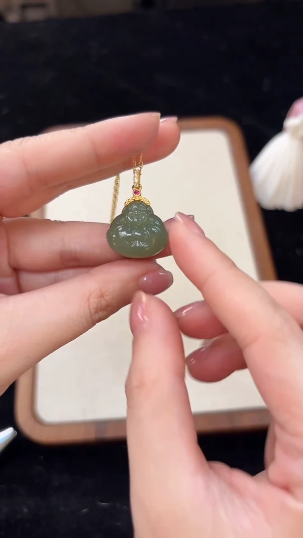 【闪购商品】和田玉吊坠银S925镶嵌31和田玉佛公吊坠