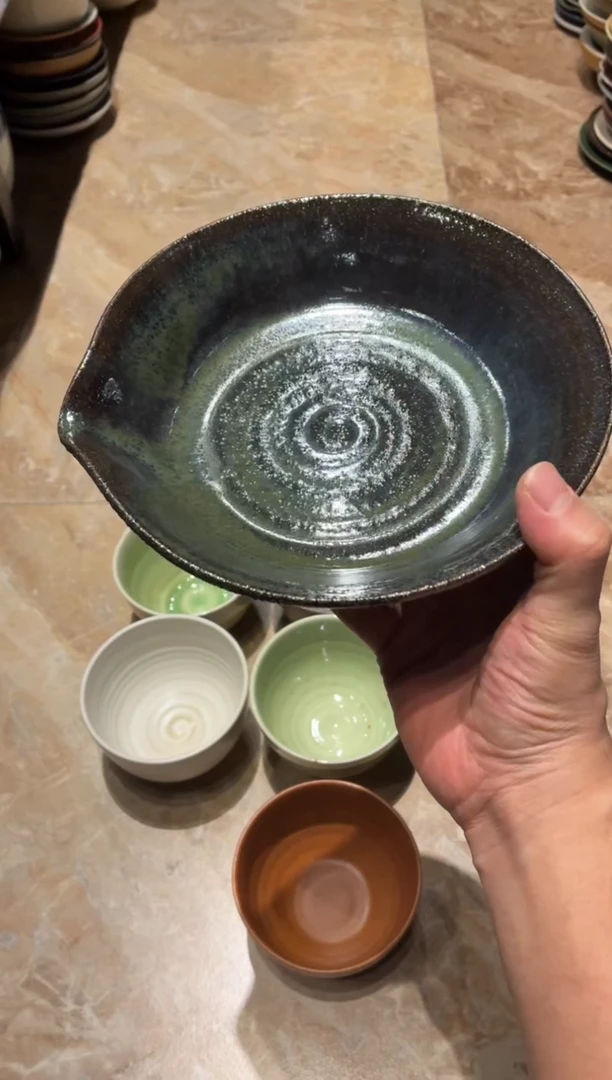 瓷片我****g510墨绿单口盘1个