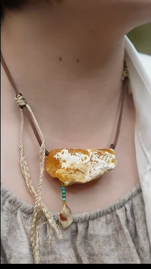 裸石蜜蜡未镶嵌*百搭蜜蜡锁骨链*吊坠设计款*可调节长短