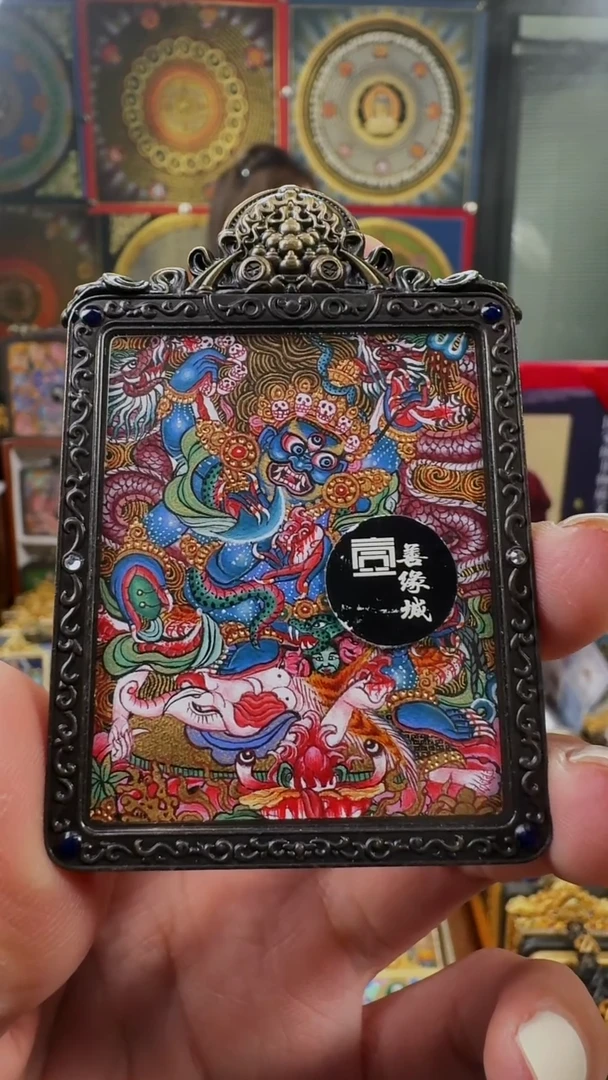 吊坠壹善缘城手绘唐卡大黑天