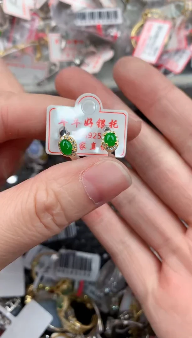 银S925镶嵌戒指翡翠12            3+