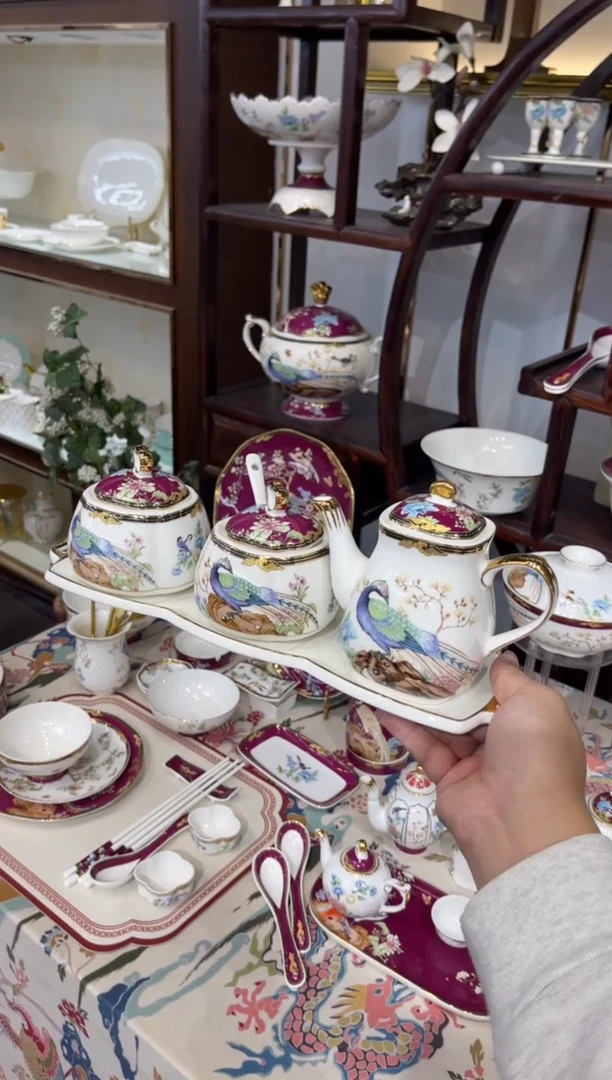 45%以上骨粉骨瓷盐罐油壶四件套配白勺