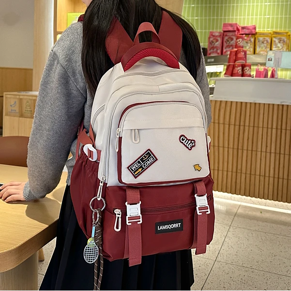 高颜值书包女初中生大容量高中生潮牌日系双肩包大学生休闲旅游包