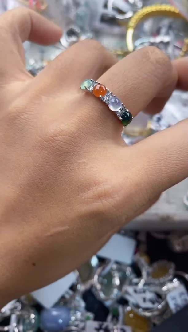 银S925镶嵌戒指翡翠777----9