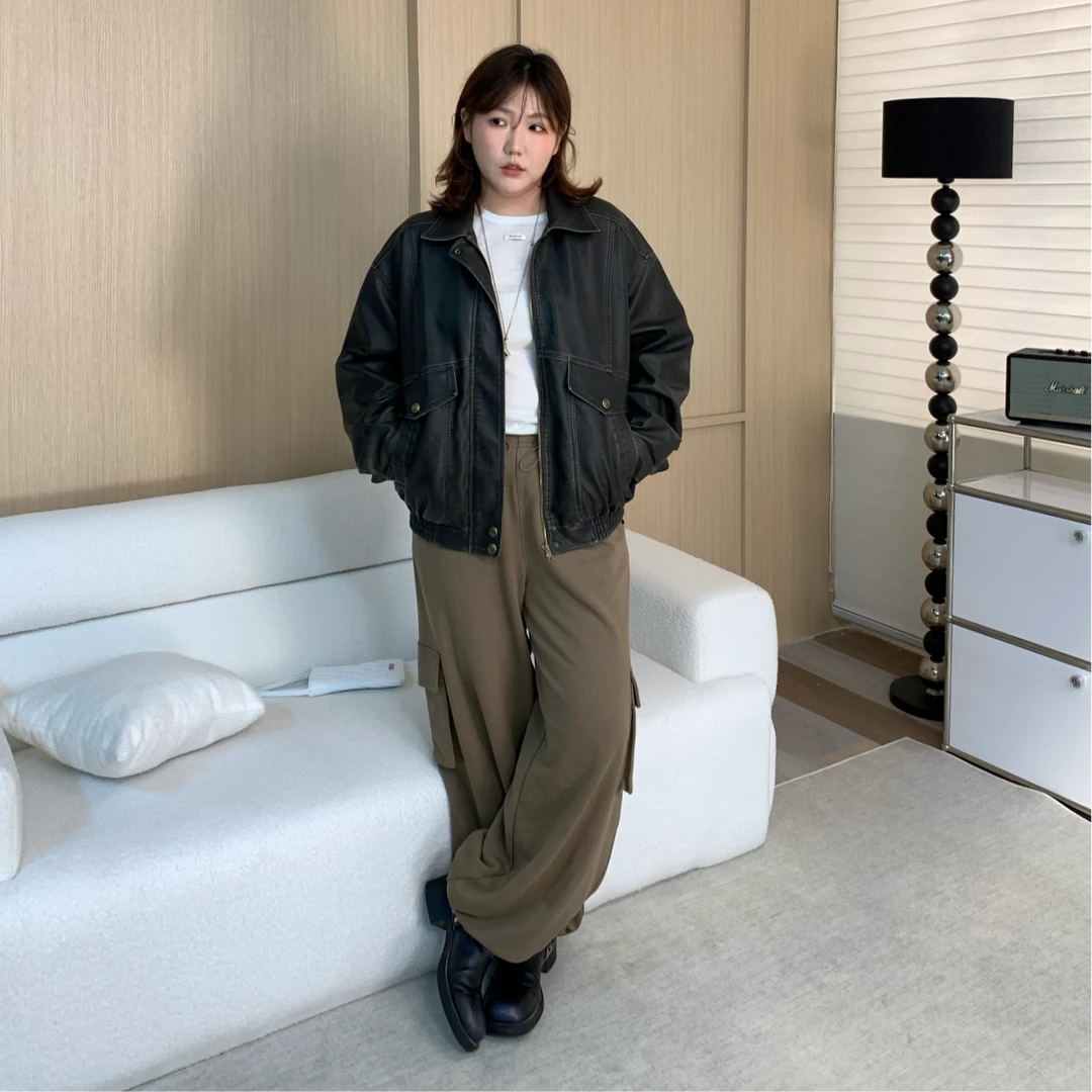 Q了个T 大码女装微胖mm 舒适100%全棉圈圈棉休闲阔腿工装卫裤