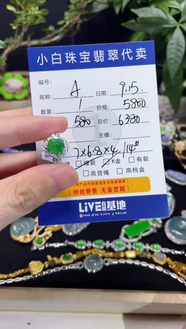 套链18K金镶嵌翡翠A**子戒指