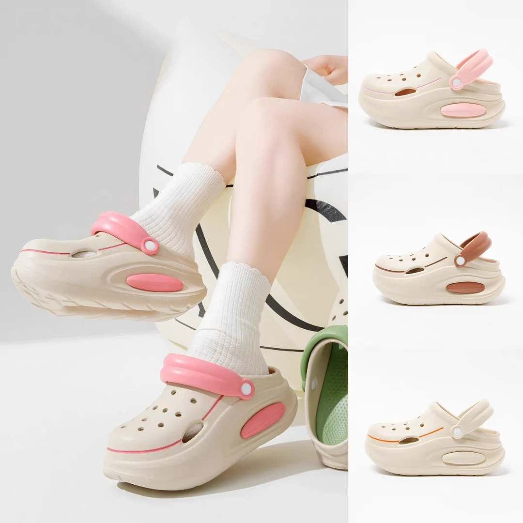新款2025夏季新款eva时尚厚底洞洞鞋女防滑沙滩外穿增高包头拖鞋