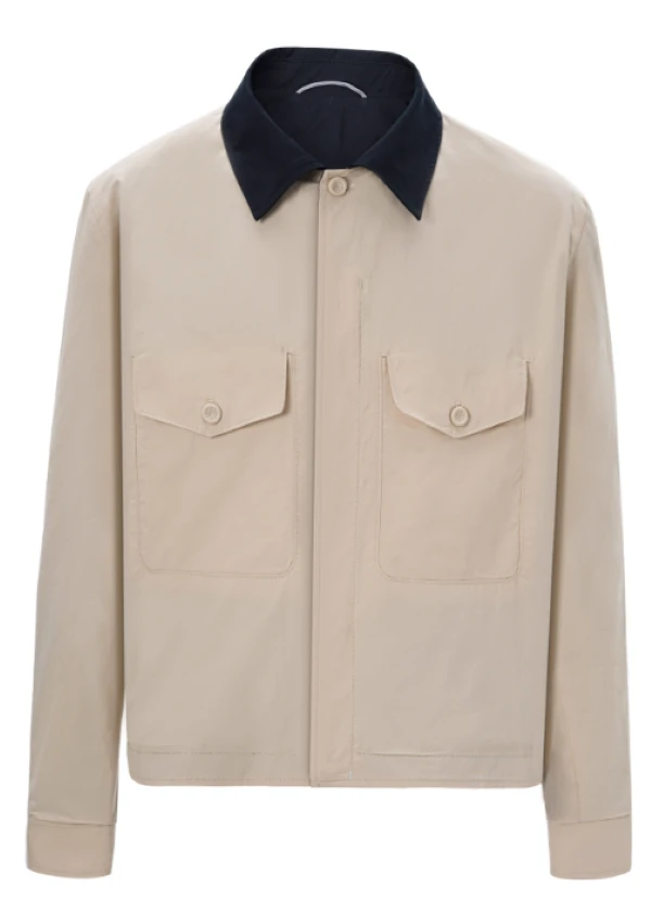 男女100%棉秋商务夹克时尚直下摆户外百搭翻领夹克