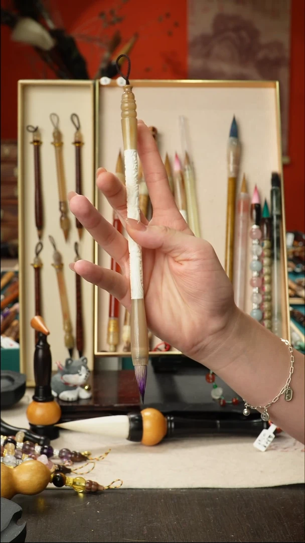 8号孤品高货毛笔链接 清水试笔 蘸墨不退