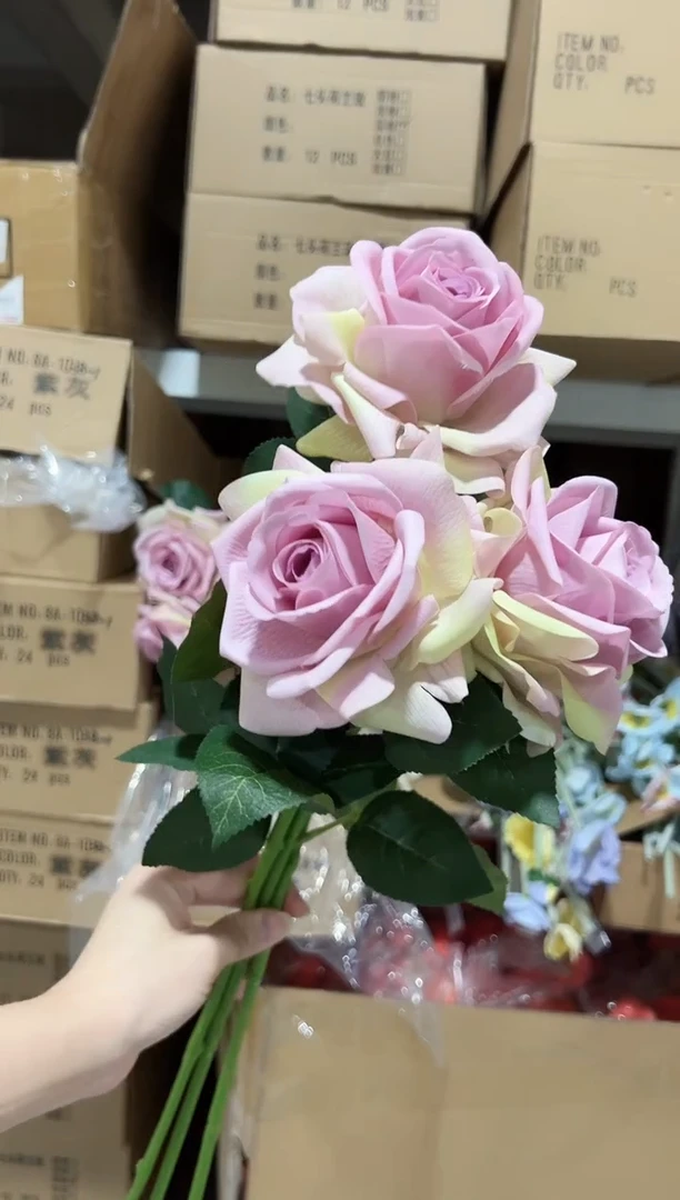 3枝紫绿色手感保湿卡尔玫瑰