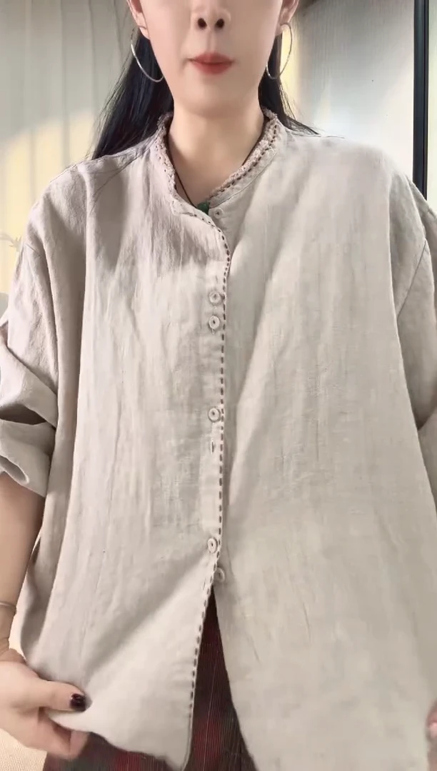忆古上衣衬衣原麻色