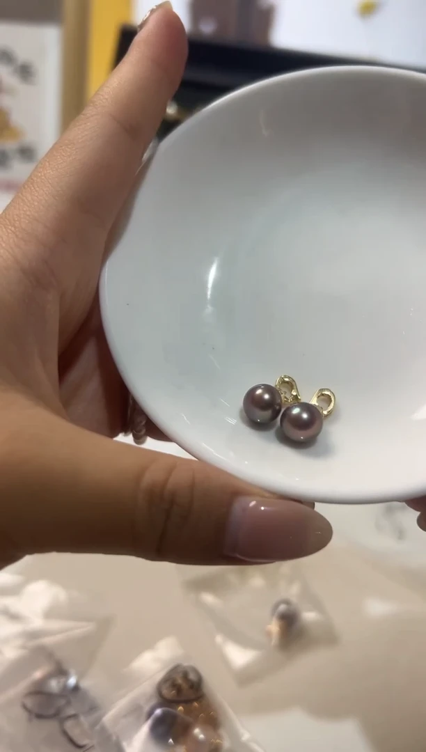银S925镶嵌耳钉淡水珍珠6