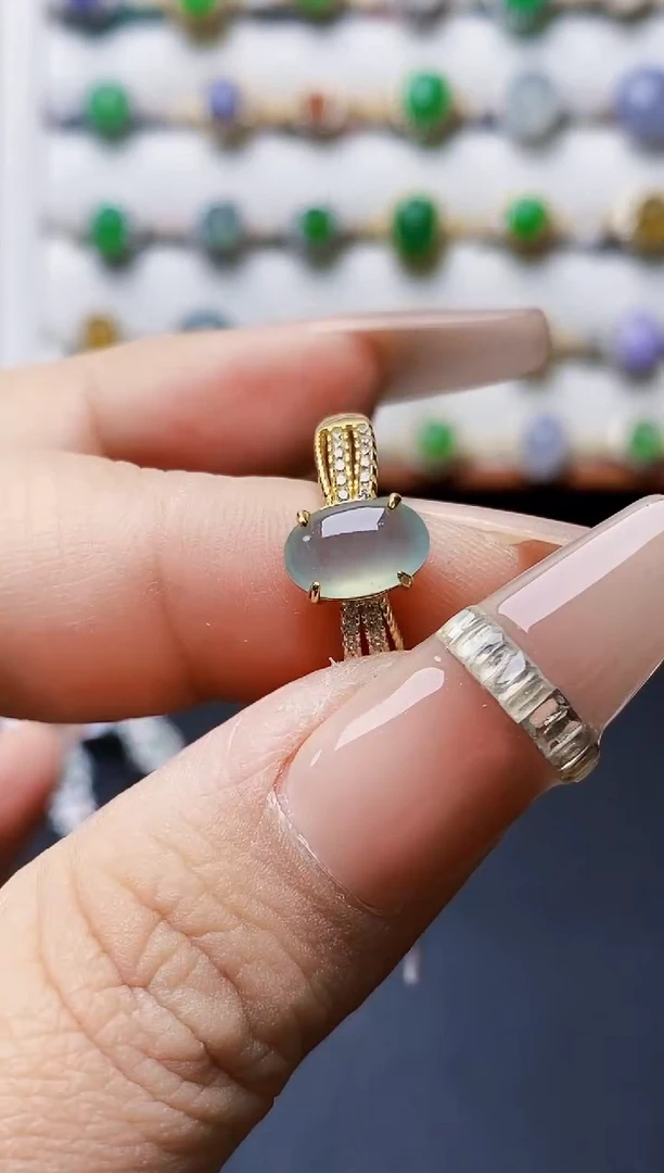 银S925镶嵌戒指翡翠0532