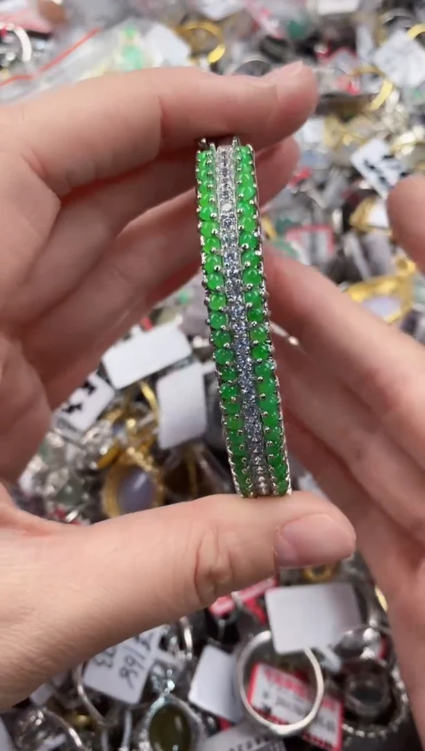 银S925镶嵌戒指翡翠444      9