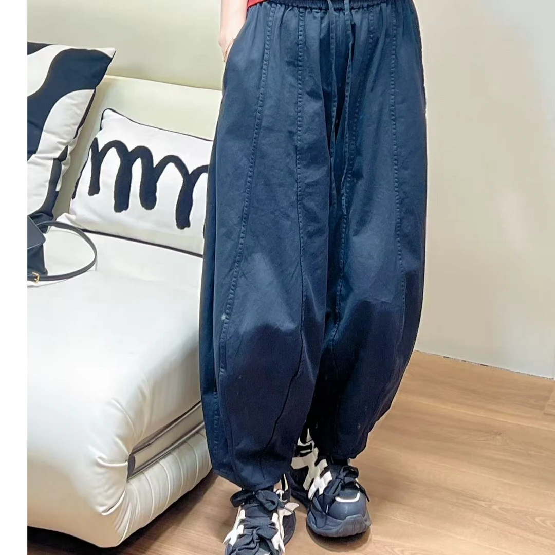 【灯儿】小个子纯色时尚百搭松紧腰灯笼裤夏季宽松休闲