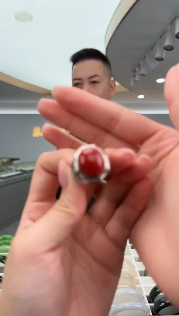 银S925镶嵌南红玛瑙戒指安*24