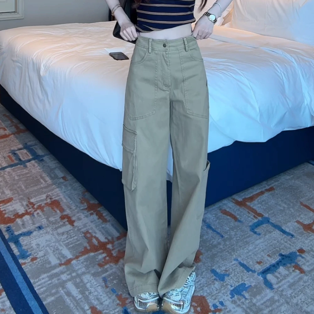 【洋气裤】工装裤休闲裤女2025夏季新款高腰宽松阔腿裤长裤裤子