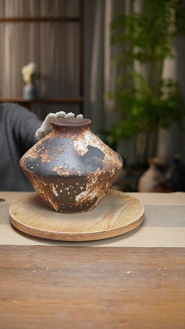 【闪购商品】陶瓷 花器诧寂棕飞碟