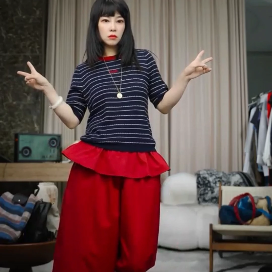 infobyfive福利夏季新款气质字母小红领针织条纹T恤NF0504123