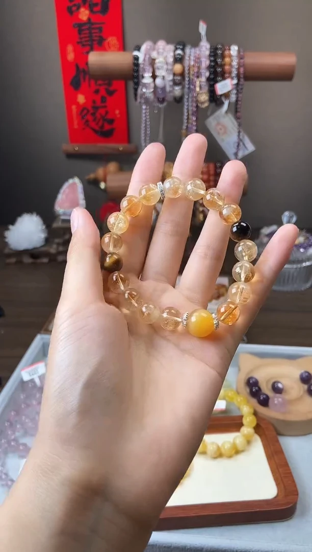 水晶手链未镶嵌黄塔晶设计微瑕